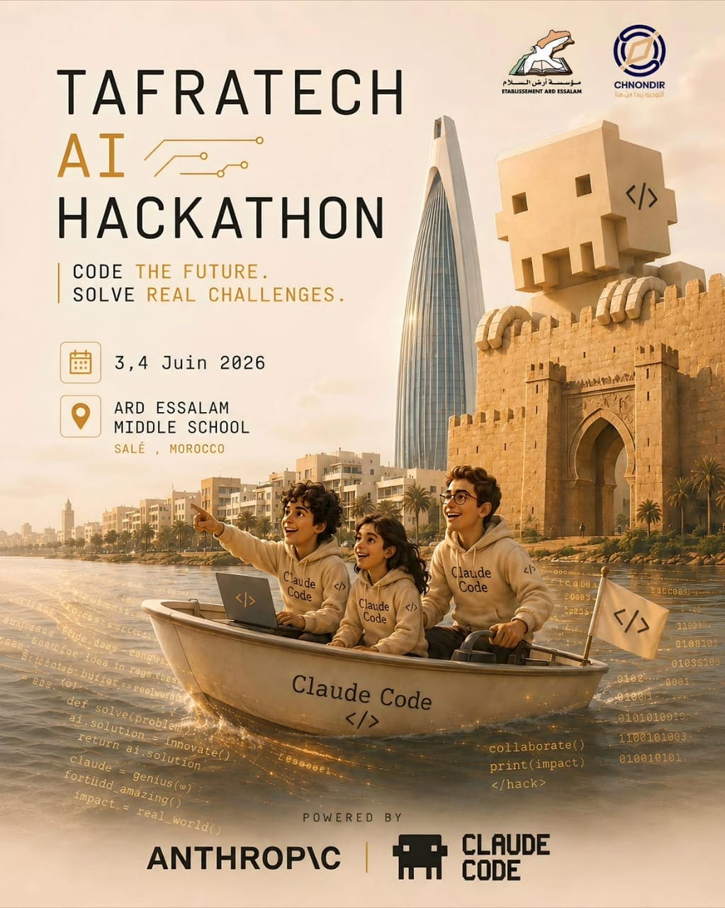TafraTech AI Hackathon · 3–4 June 2026 · Ard Essalam Middle School, Salé
